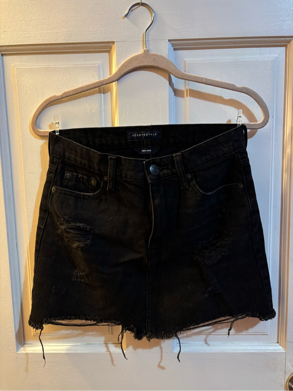 Aeropostale Black High Rise Denim Skirt